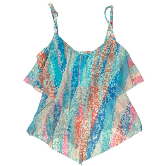 2/$15 Beach House Portia Tiered Mesh Tankini Swim Top Padded Shelf Bra Size 6 - Picture 3 of 10